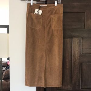 NWT nasty gal Vegan Suede Midi Skirt US6